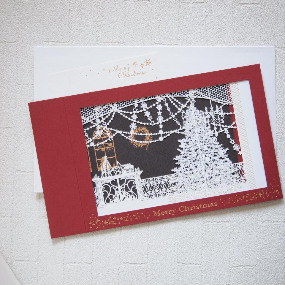 グリーティングカード クリスマスリースレーザーカット ボックス