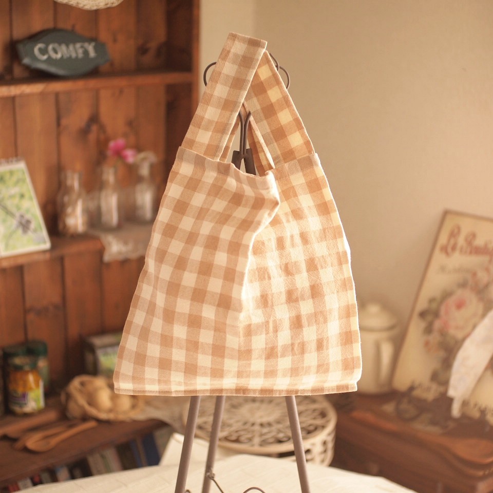 エコバッグ　ちょいバッグ　ハンドメイド　布小物　チェック | 