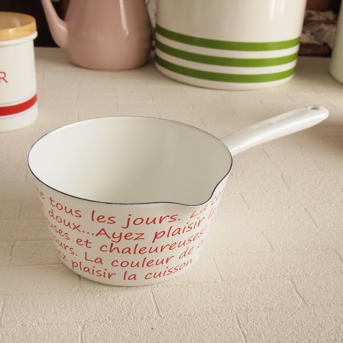 イマン ダイアナローズ 両口片手鍋 ホーロー ミルクパン アンティーク