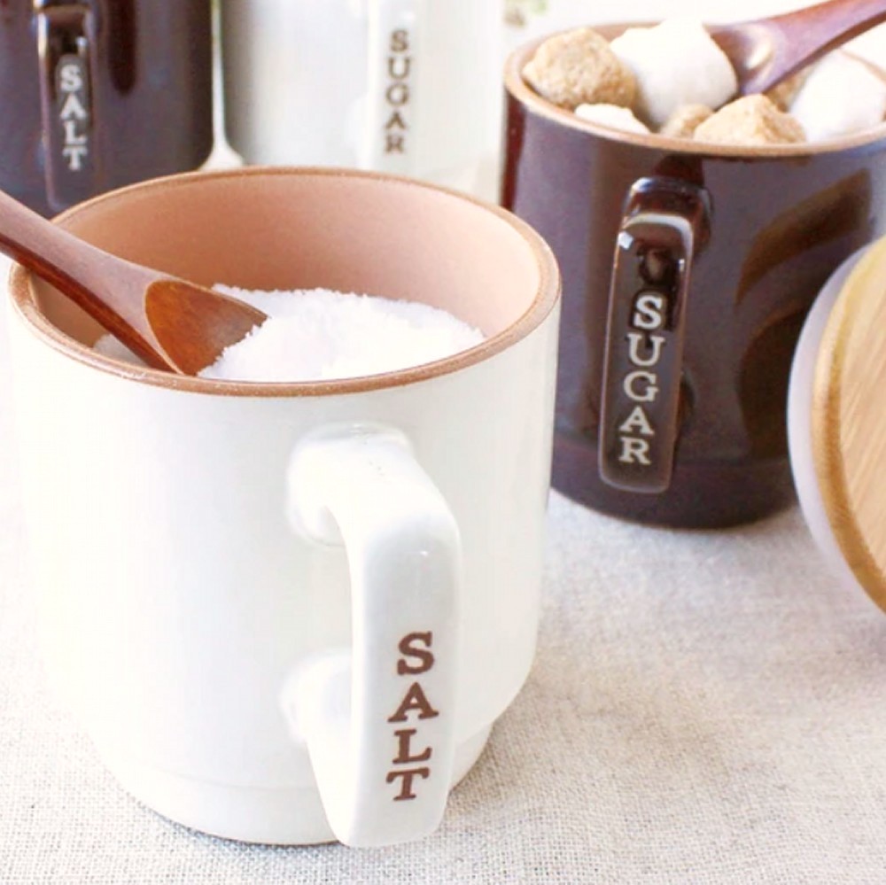 陶器 キャニスター 340ml 密閉 保存容器 スプーン付 砂糖 塩 コーヒー