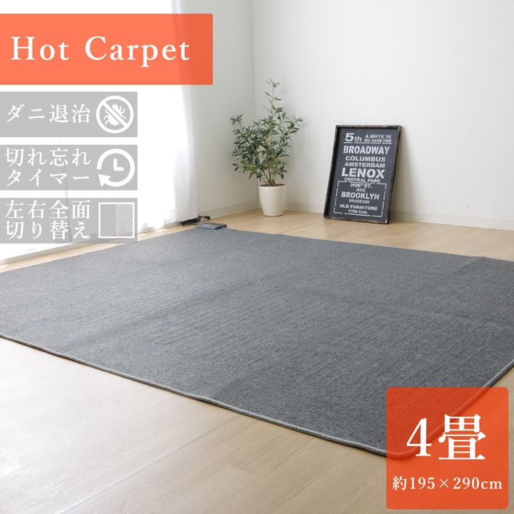 電気カーペット ホットカーペット 本体 単品 約4畳 長方形 約195×290cm