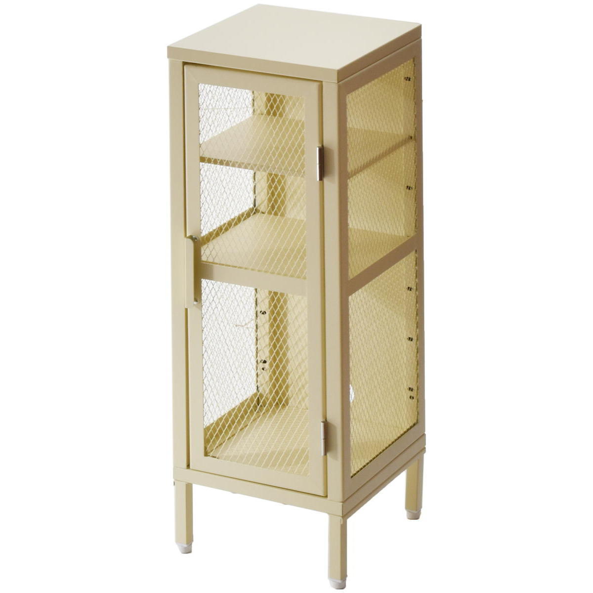 メッシュキャビネット 3段 スリム スチール BURUCK ブラック/ベージュ/カーキ ヴィンテージ インダストリアル レトロ かっこいい おしゃれ メタルラック 扉付き | ブランド登録なし | 02