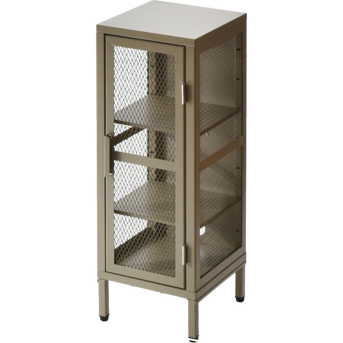 メッシュキャビネット 3段 スリム スチール BURUCK ブラック/ベージュ/カーキ ヴィンテージ インダストリアル レトロ かっこいい おしゃれ メタルラック 扉付き | ブランド登録なし | 03