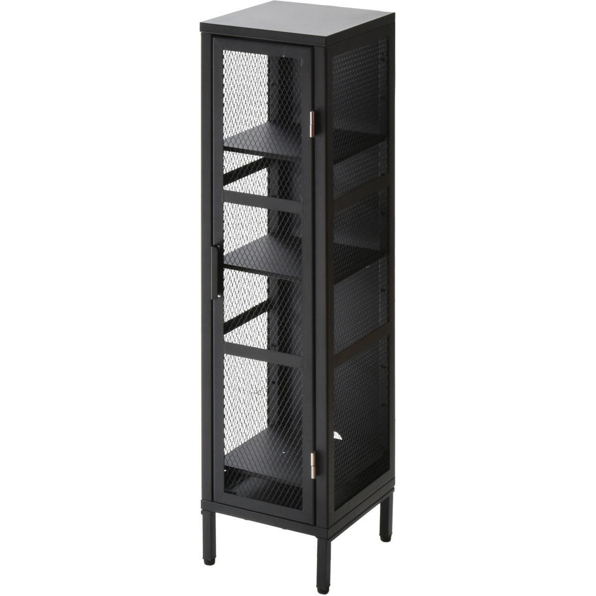 メッシュキャビネット 4段 スリム スチール BURUCK ブラック/ベージュ/カーキ ヴィンテージ インダストリアル レトロ かっこいい おしゃれ メタルラック 扉付き | ブランド登録なし | 01