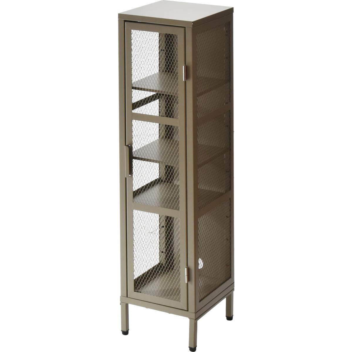 メッシュキャビネット 4段 スリム スチール BURUCK ブラック/ベージュ/カーキ ヴィンテージ インダストリアル レトロ かっこいい おしゃれ メタルラック 扉付き | ブランド登録なし | 03