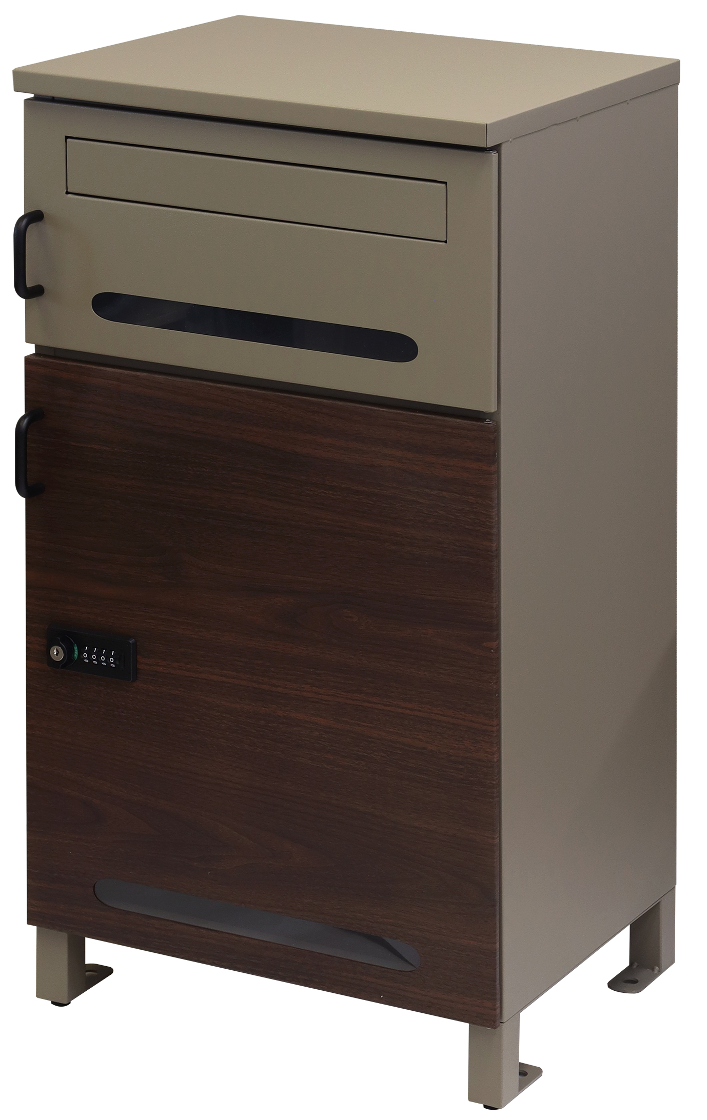 宅配ボックス付ポスト 郵便ポスト 郵便受け ポスト一体型 宅配ポスト メールボックス 宅配BOX 一戸建て用 自立式 置き型 屋外 ベージュ ブルーグレー 置き配 | ブランド登録なし | 01