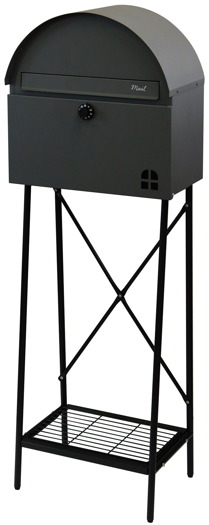 郵便ポスト スタンド式 ダイヤル錠 グレー ライトベージュ スタンドポスト 鍵付き おしゃれ レトロ 自立 北欧 カントリー モダン アンティーク 一軒家 戸建て | ブランド登録なし | 01