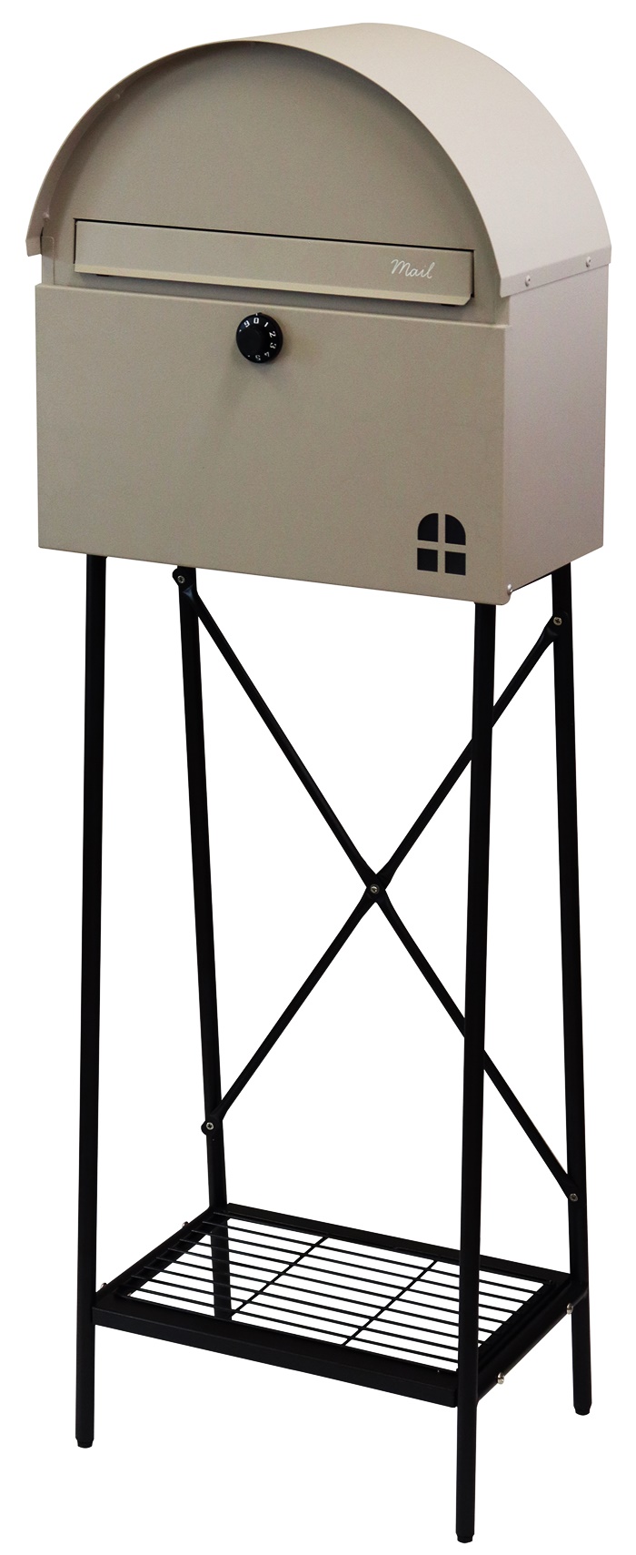 郵便ポスト スタンド式 ダイヤル錠 グレー ライトベージュ スタンドポスト 鍵付き おしゃれ レトロ 自立 北欧 カントリー モダン アンティーク 一軒家 戸建て | ブランド登録なし | 02