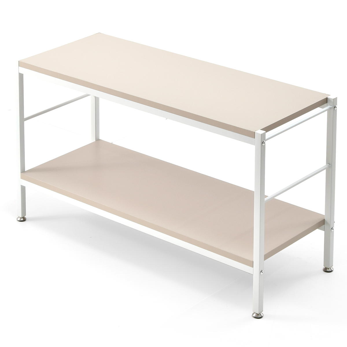 オープンラック 2段 幅90cm ローボード 収納棚 ベージュ ライトグレー 飾り棚 メラミン天板 シンプル おしゃれ 北欧 カントリー モダン レトロ リビング収納 | ブランド登録なし | 01