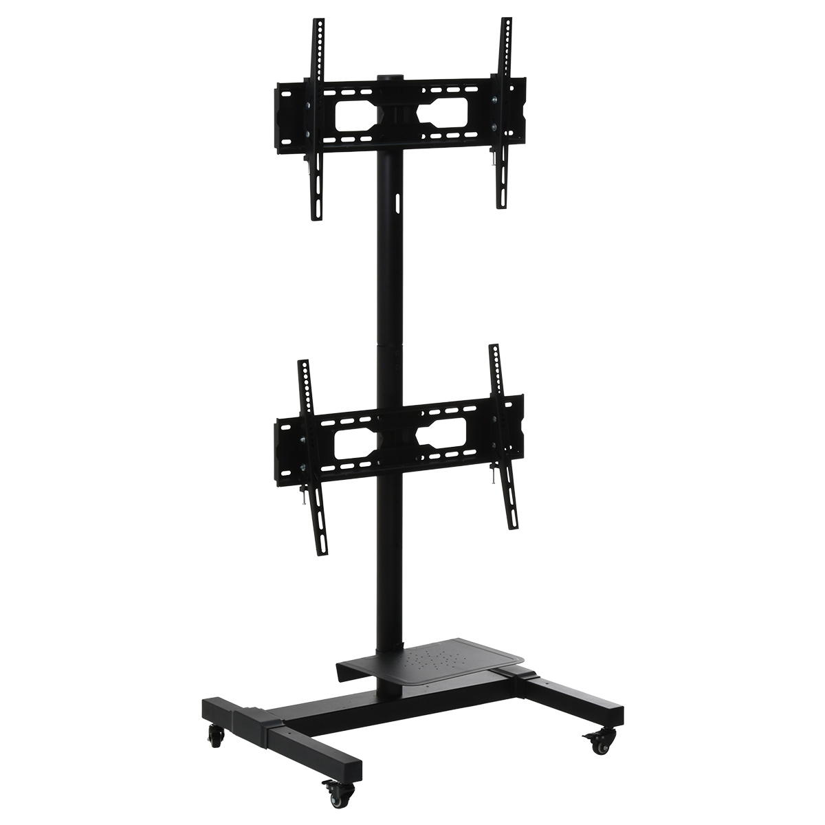 テレビスタンド デュアル キャスター付き 2画面 32〜55型対応 角度調整 高さ調整 高さ調節 上下首振り 省スペース コンパクト ブラック TVスタンド テレビラック | ブランド登録なし | 01