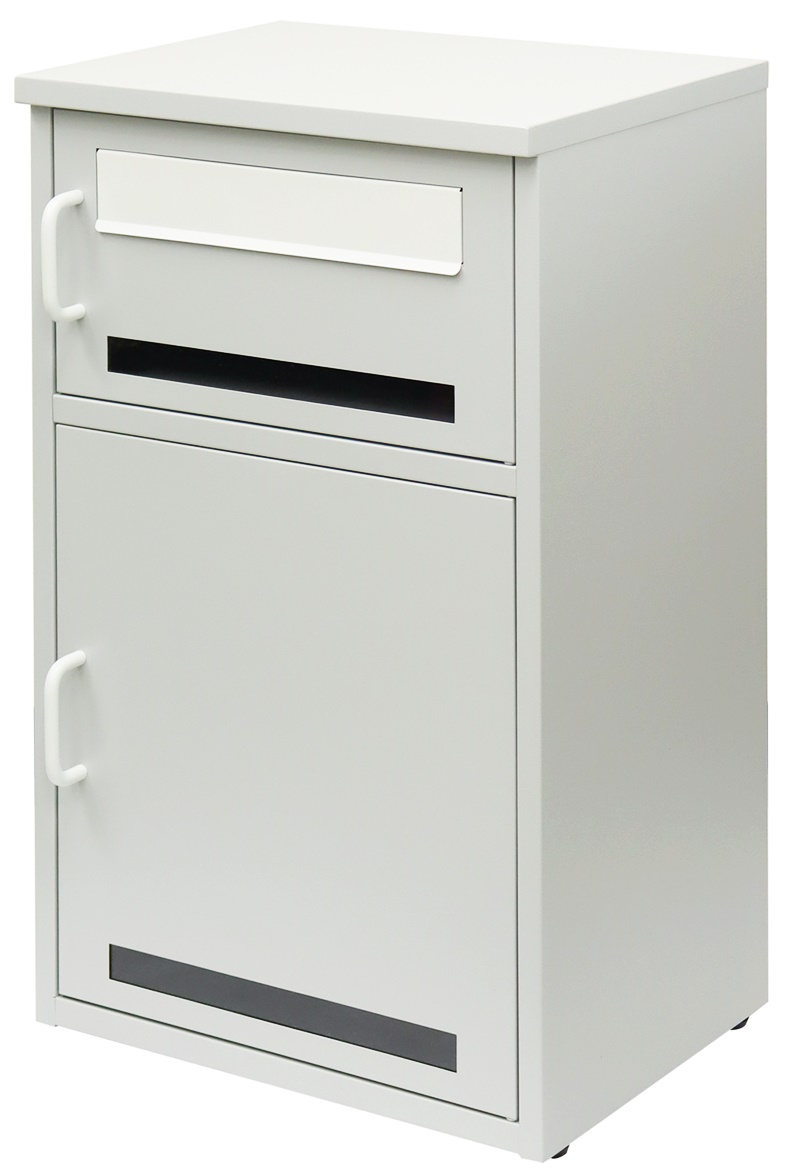 宅配ボックス付ポスト スタンド型 自立 おしゃれ シンプル 2段 ブルー グレー 一戸建て 一軒家 宅配BOX 鍵付き 施錠 セキュリティー 玄関前 完成品 | ブランド登録なし | 02