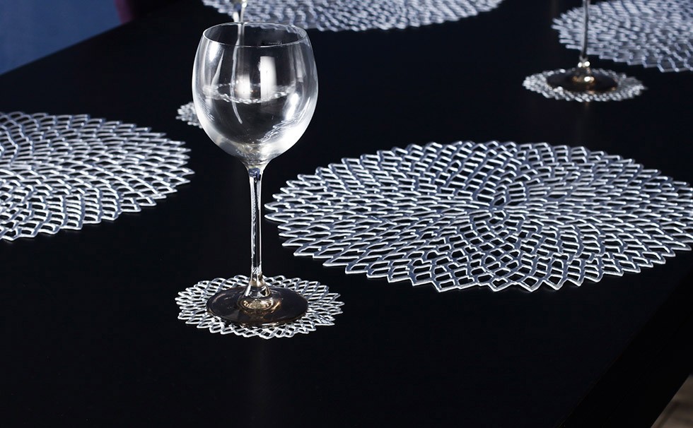 【未使用品】chilewich DAHLIA シルバー4枚セット Dahlia Placemats | Chilewich