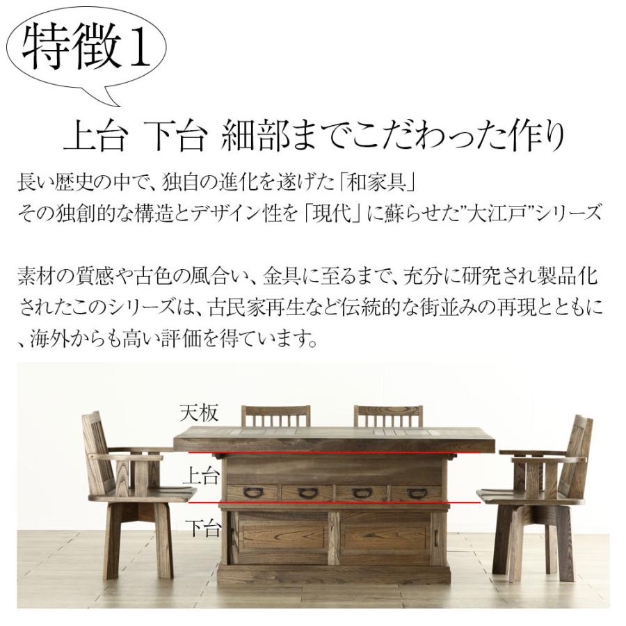 和家具 ダイニングテーブル 木製 4人掛け “ 大江戸 ” 囲炉裏