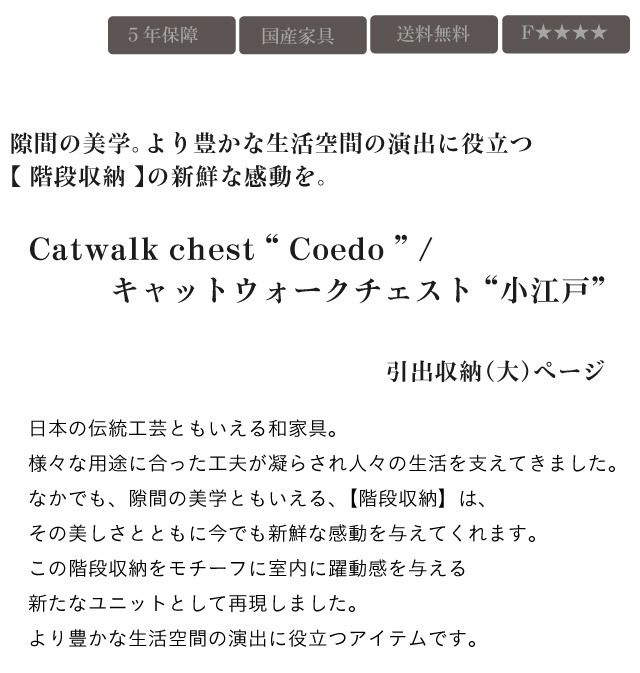 キャットウォーク 引出収納（大） [coedo] ウォールナット ブラック