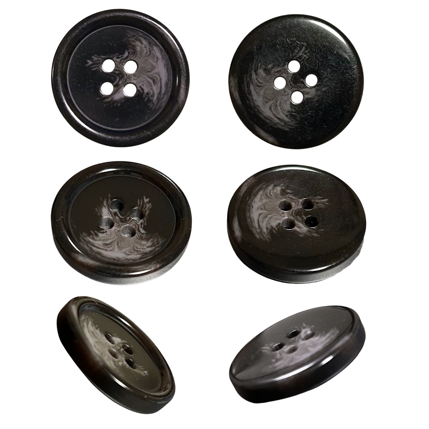 haoa ボタン 6個セット 直径18mm 20mm 23mm 25mm 水牛調ボタン 水牛角