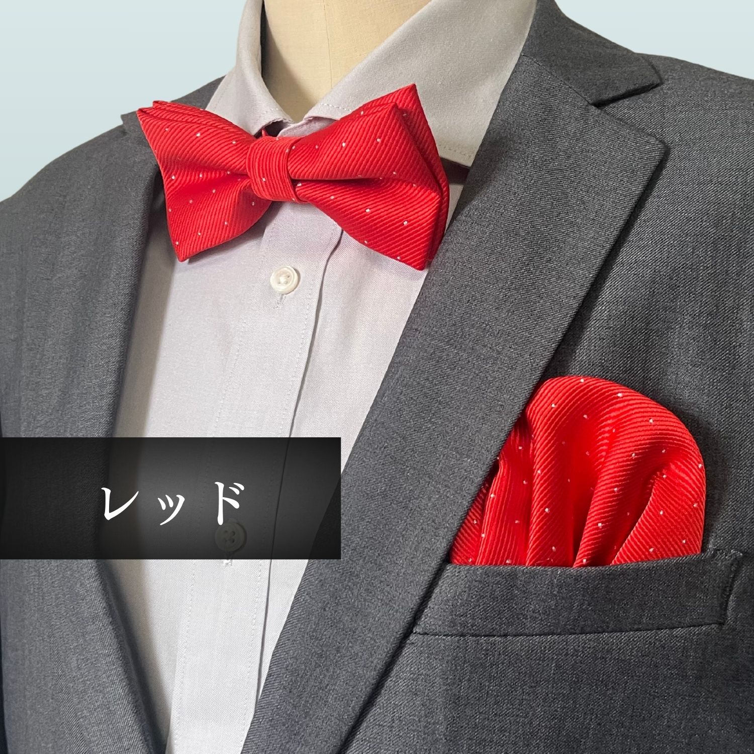 レッド、華やか蝶ネクタイ