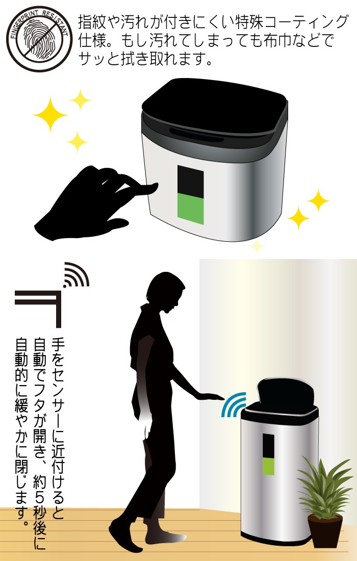 EKO 自動開閉 センサーごみ箱 35L 35cm x 27cm x 67cm 楽天市場】ゴミ箱 センサー 35リットル 自動開閉 おしゃれ