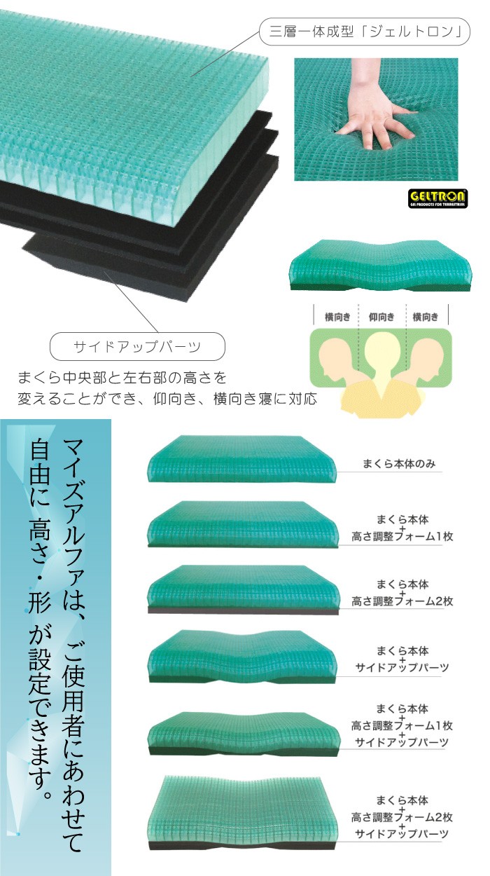 ジェルトロン ピロー マイズアルファ Myz α 日本製 カバー付き