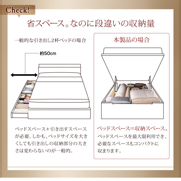 組立設置付 国産跳ね上げ収納ベッド クローリー 薄型抗菌国産