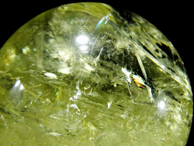 透明 4A 虹 シトリン 丸玉 台座付き 直径約53mm 重さ225g 透明感抜群