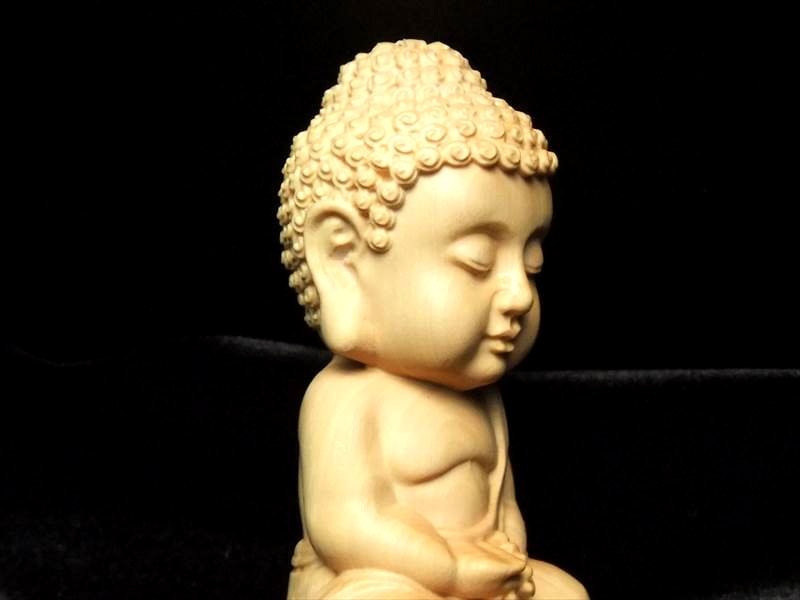 ミニ大仏 5A極上手彫り 木彫り 坐像（ざぞう）阿弥陀如来像 置物 高さ