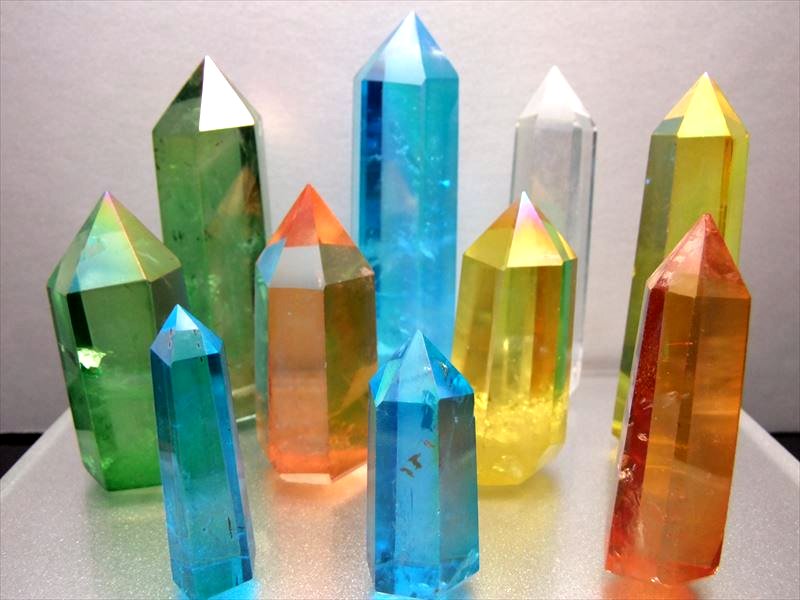 ブルーアクアオーラ 天然水晶ポイント(六角柱) 70g-80g 手ごろな