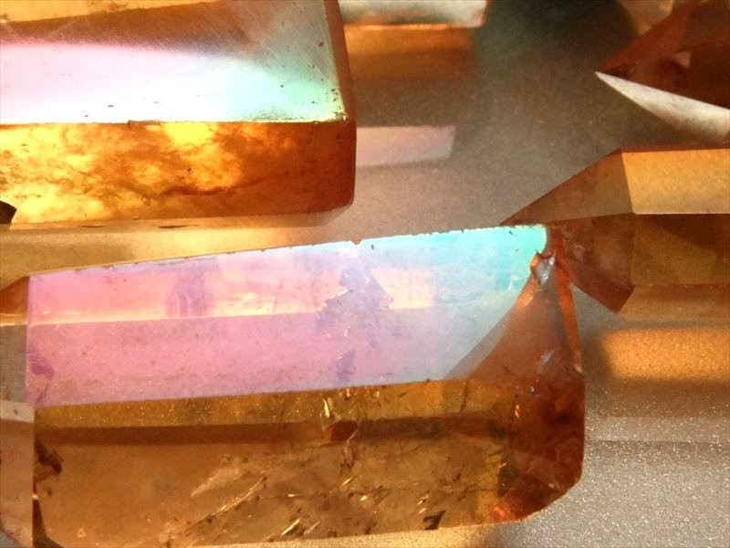 オレンジ トロピカルオーラ 天然水晶ポイント(六角柱) 40g-50g 極上超