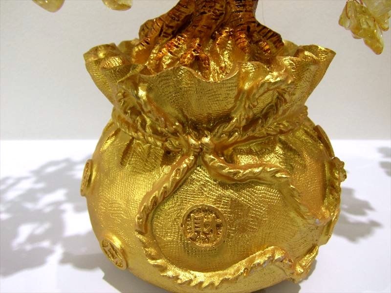 招財樹 シトリン 金のなる木 大 高さ約27cm 黄水晶 風水アイテム