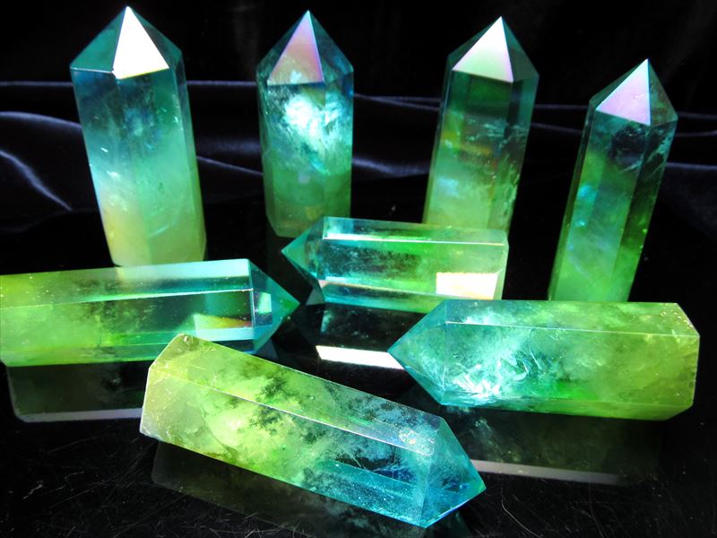 夏色 サマーオーシャンオーラ 天然水晶ポイント(六角柱) 100g-110g  