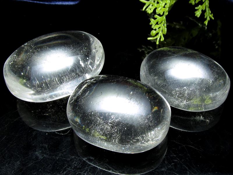 超透明 天然水晶ポリッシュタンブル 握り石 3個セット 重さの