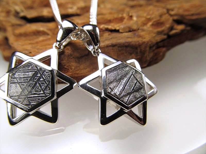 激安宣言 シックな六芒星デザインギベオンペンダントトップ SILVER925