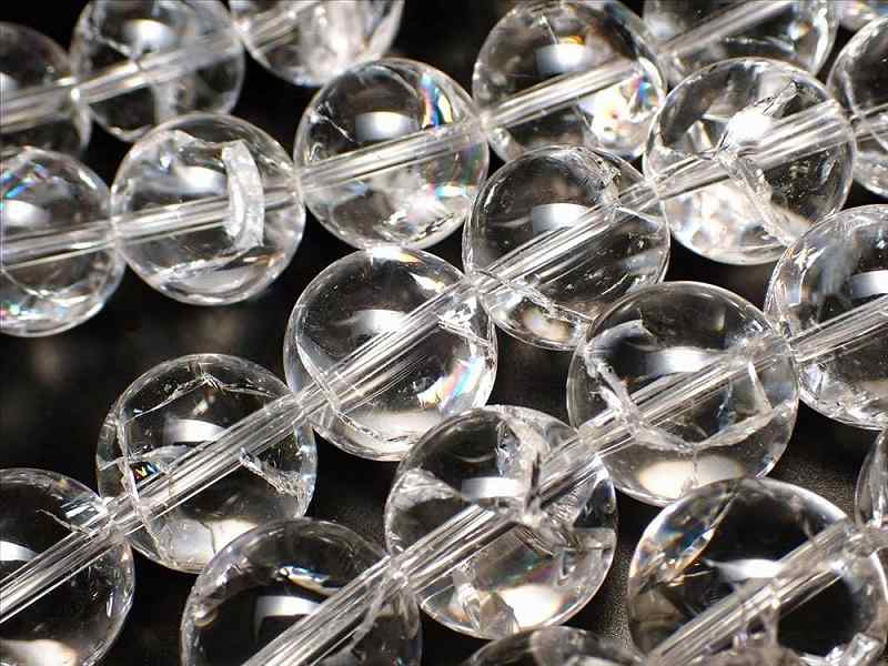 AAA 極上 透明天然水晶使用 10mm-10.5mm珠 アイリスクォーツ クラック