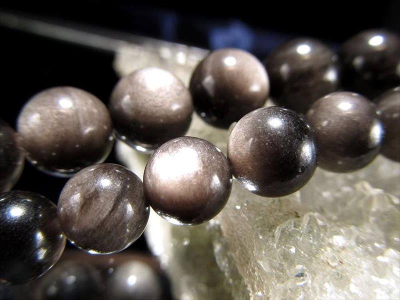 激安宣言 約6mm珠 シルバー オブシディアン 一連 約37-39cm 神秘的で