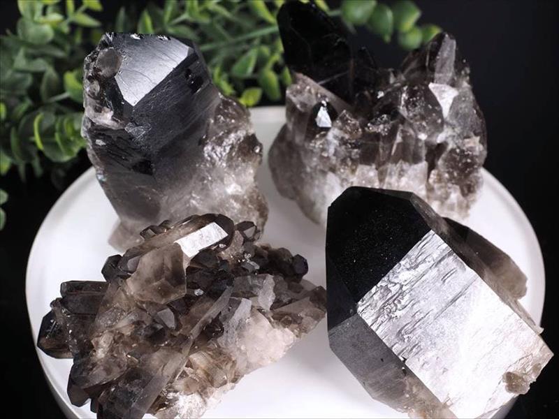 高品質 黒水晶 モリオン クラスター原石 1個売り 重さ約200g-250g 最強