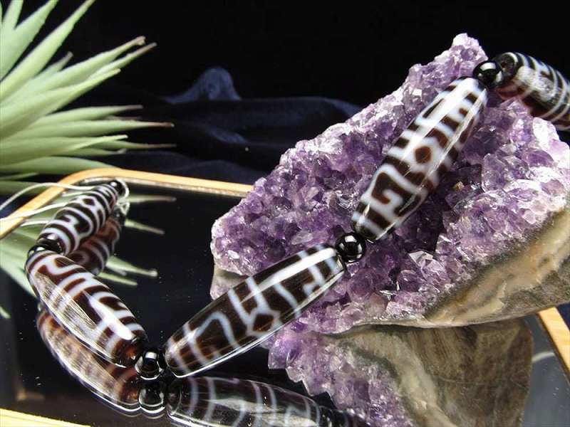 蓮師法帽天珠 連 天珠サイズ約37mm 一連5個付き 学業や事業の向上