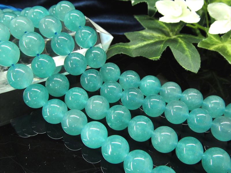 約9.5mm-10mm珠 クリア アマゾナイト 一連 約38-40cm 激安入荷 希少