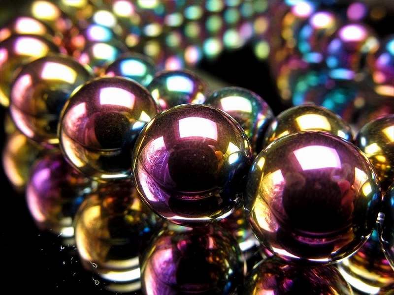 激安宣言 虹色光沢が美しい 約8mm珠 ヘマタイト（赤鉄鉱