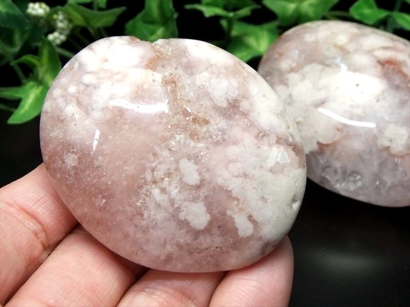 桜満開 さくらメノウ ホットストーン型タンブル 1個売り 重さ100g-120g