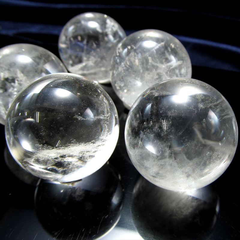 地鎮祭セット 天然水晶丸玉 クリスタルスフィア 5個セット 約25mm-35mm