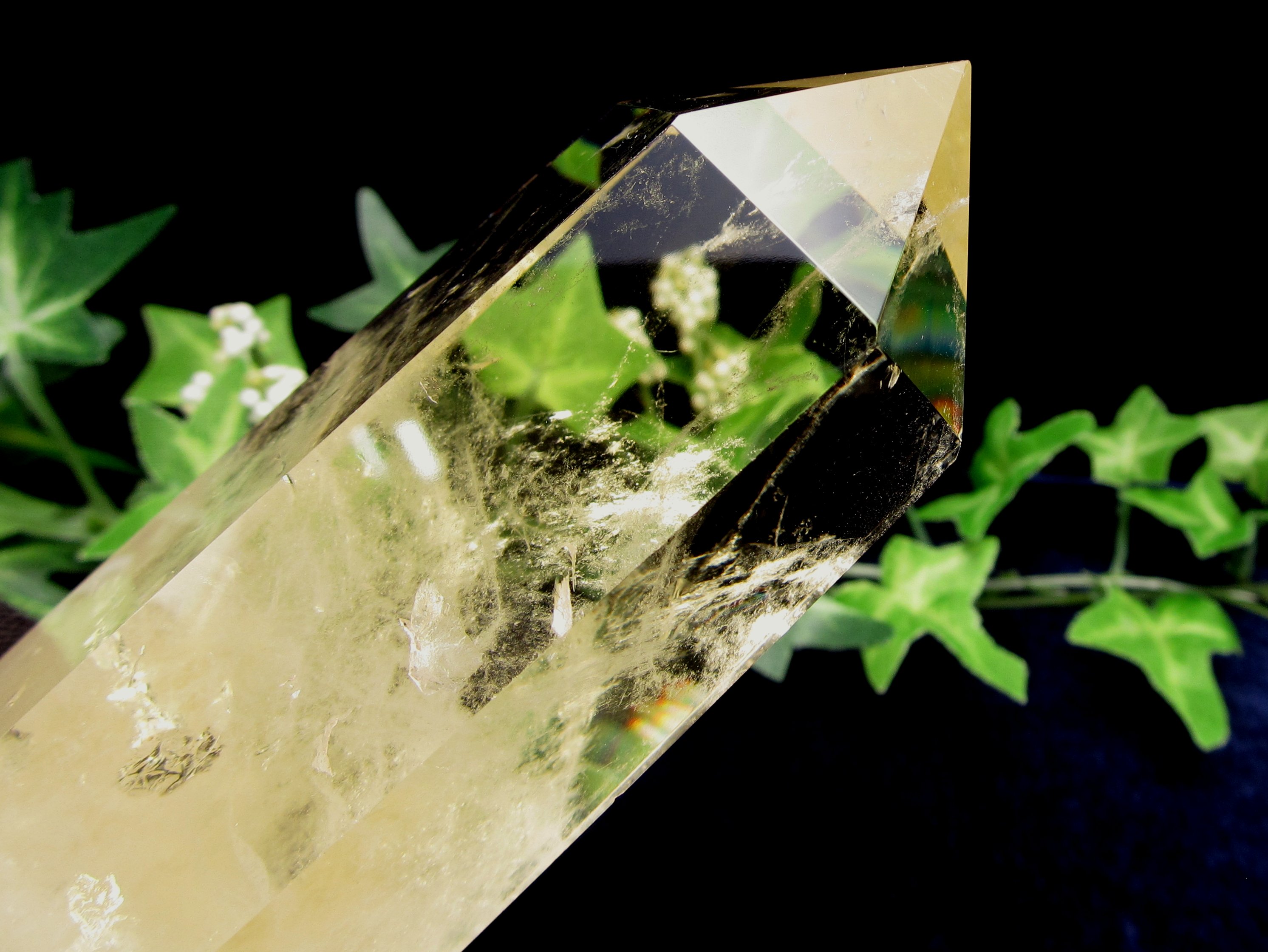 4A シトリン ポイント 六角柱 台座付 高さ約171mm 重さ429g 透明