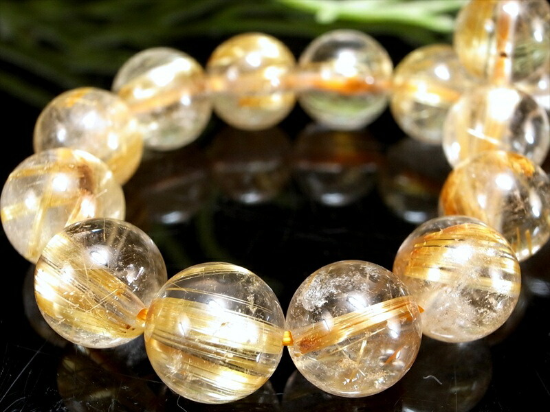 針多め 3A+ ゴールドルチルクォーツ ブレスレット 8mm-8.5mm×23珠 繊細