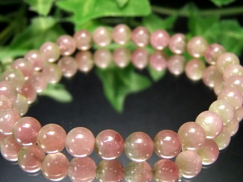 4A+ 透明 ウォーターメロン&バイカラー トルマリンブレスレット 6mm×29