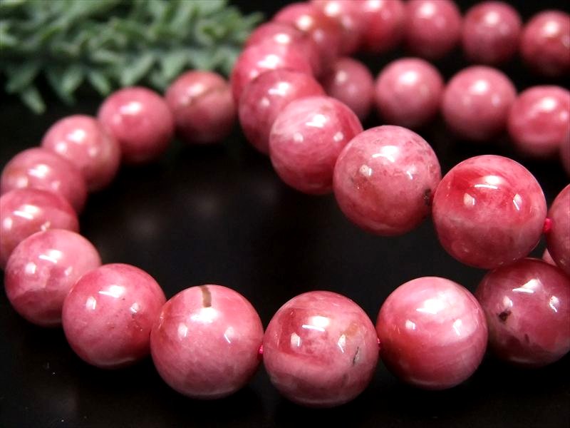 2A ロードナイト 薔薇輝石 ブレスレット 9.5mm-10mm×20珠前後 鮮やか