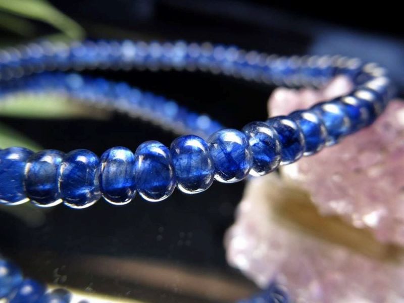 4A サファイア 丸ボタン ブレスレット 幅約4mm-4.5mm 良質なサファイア