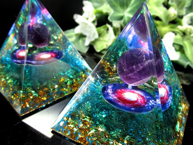 開運 銀河を閉じ込めた芸術 アメジストスフィア オルゴナイト