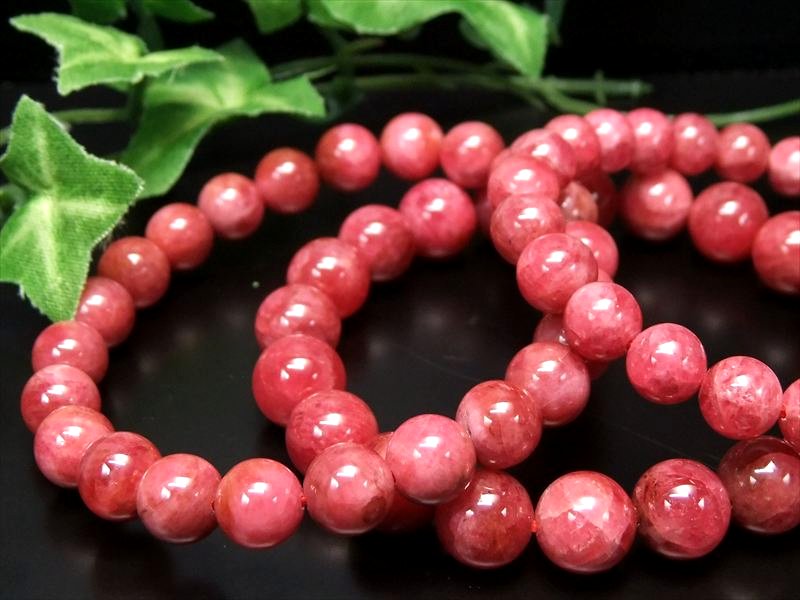 ロードナイト 薔薇輝石 ブレスレット 8mm-8.5mm×23珠前後 鮮やかピンク ロードナイト 薔薇輝石 ブレスレット 8mm-8.5mm×23珠前後 鮮やかピンク