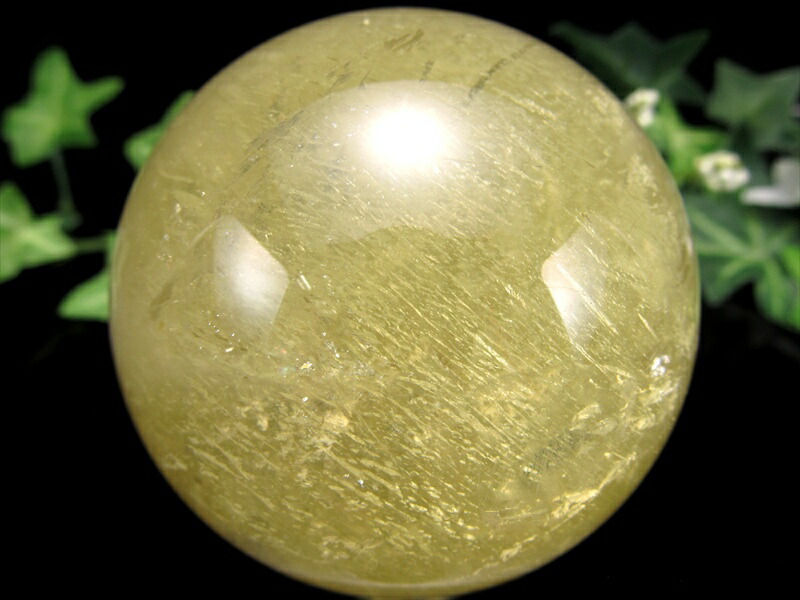 虹入り ミルキー シトリン 丸玉 台座付 直径62mm 金運 財運 幸運