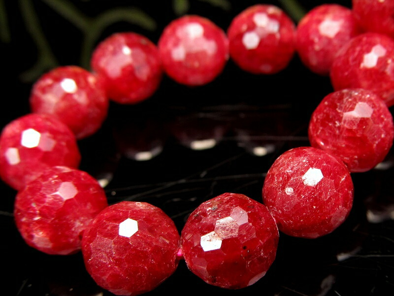 3A+ ブラッディルビー ミラーボールカット ブレスレット 約8mm×23珠