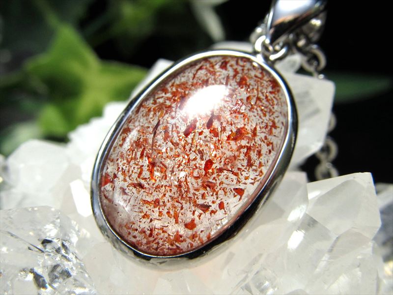 S級 ストロベリークォーツ ファイアークォーツ ペンダントトップ 縦