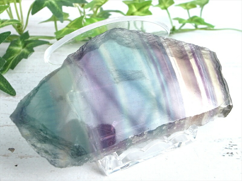 5A マルチカラーフローライト 蛍石 プレート原石 台座付 幅約99mm 重さ